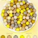 2 x 160PCS FIVEIZERO Silicone Beads for Keychain Making, Yellow Mixed 6 Colors Round Silicone Beads Bulk for Pens, Rubber Bead for Bracelets and DIY Crafts (12mm)