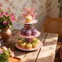3 Tier Cardboard Cupcake Stand with Butterfly Decoration Assembled Dessert Stand for Birthday Parties Girls and Boys (2PCS)