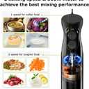 Bonsenkitchen Immersion Blender Handheld, 2 Mixing Speed Hand Blender Electric with Sharp Blades, 3-In-1 Hand Held Stick Blender with Egg Whisk, 24oz Beaker for Soups, Smoothies, Sauce