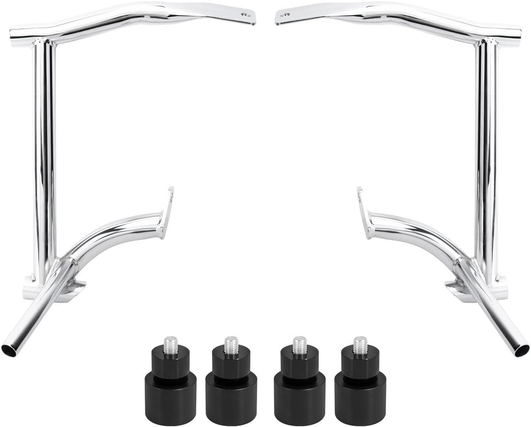 Chrome Saddlebag Guard Rear Saddle Bag Crash Bars with 4 PCS Black Decorative Wheels for Motorcycle Accessories Compatible with Harley Touring 2009-2024