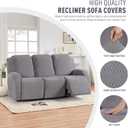 KinCam Recliner Covers, Stretch Reclining Chair Covers, Recliner Sofa Slipcovers Stripe Jacquard Recliner Couch Covers Furniture Protector Covers for Pet Kid (3 Seater, Light Gray)