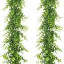 Dolicer Eucalyptus Garland 2 Pack - 12FT Faux Greenery, Fake Hanging Garlands Wedding Backdrop Arch Wall Table Party Decor (Green)