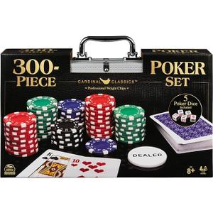 Spin Master Games, Cardinal Classics, 300Piece Poker Set with Aluminum Carrying Case & Professional Weight Chips & Poker Dice, for Ages 8+