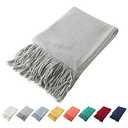 Homiest Decorative Knitted Throw Blanket with Fringe Soft & Cozy Tassel Blanket for Couch Sofa Bed (Light Grey,50x60)