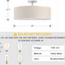 4 Light 18 Inch Semi Flush Mount Close to Ceiling Light Fixture,Off White Fabric Shade Brushed Nickel Finish for Bedroom,Living Room,Dining Room Hallway