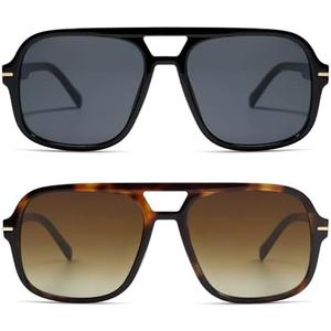 HERJOUR Retro Trendy Square Aviator Sunglasses Womens Mens 70s Classic Vintage Oversized Sun Glasses AR82173