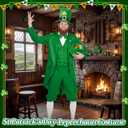 Shihanee 9 Pcs Leprechaun Costume Adult Men St. Patrick's Day Outfit Suit Hat Beard Bow Tie Brooch Socks Shoes Buckle Pot (Green, M)