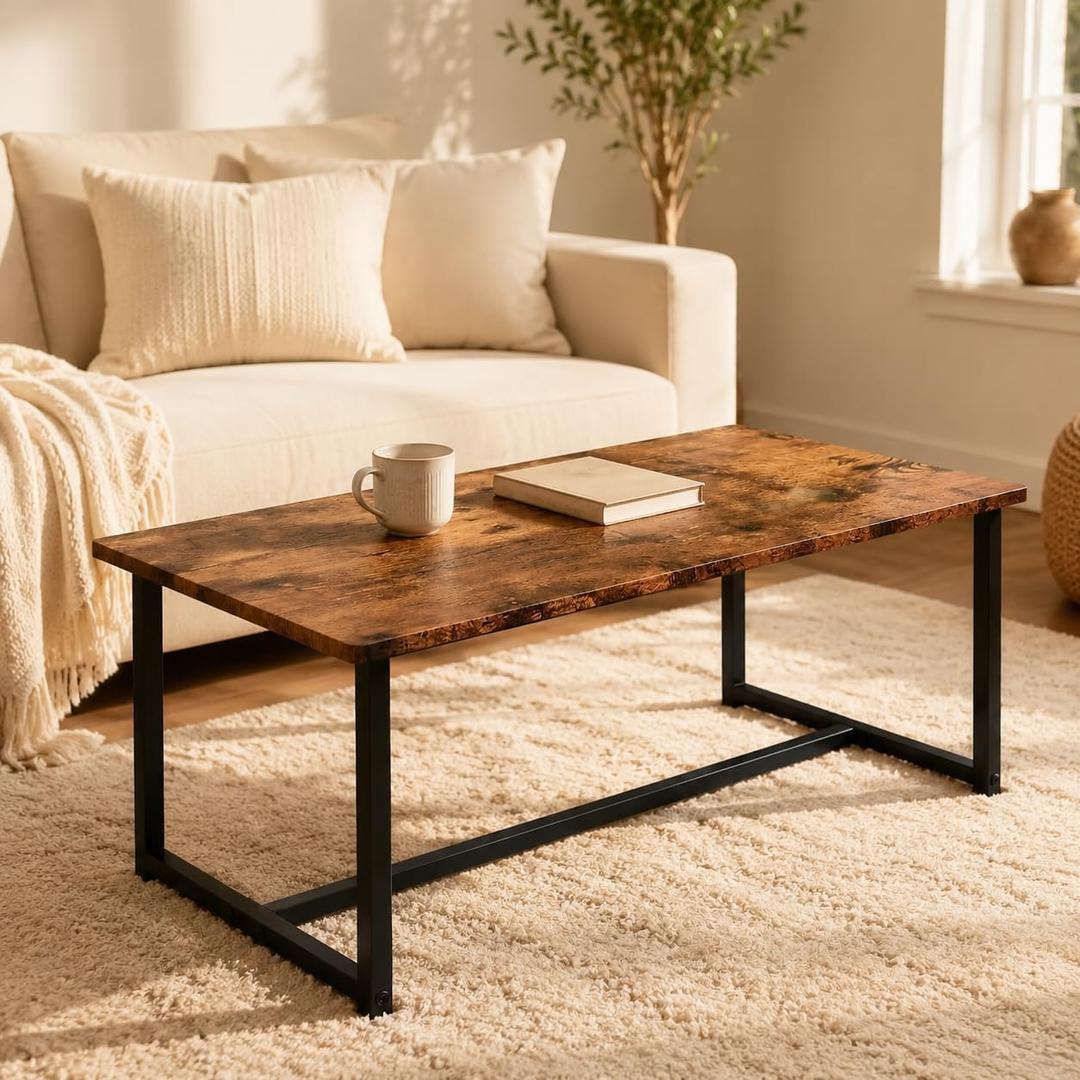 Coffee Table,Industrial Rectangular Small Coffee Tables Brown