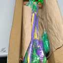 6 Pcs 34.25 Inch Mardi Gras Umbrella Purple Green Yellow Second Line Umbrella with Feather Accent Second Line Parasol for Women Masquerade Costume Outfit Party Favors