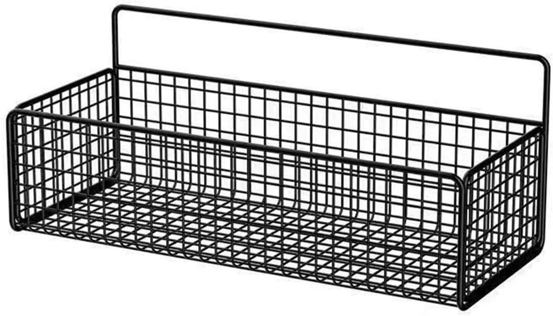 Wire Wall Basket, Wall Mounted Organizer Kitchen Organizer, Wire Storage Shelf Rack for Cabinets, Pantry, Closets, Bathroom, Kitchen, Bedroom(Black)
