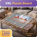 1500 Piece Puzzle Board, Clip-on Led Magnifier and Wall Display Kit Included, Adjustable Jigsaw Puzzle Boards for Adults and Kids, Portable Puzzle Board with Drawers, Cover and Non-Slip Felt Surface