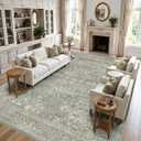 Large 9x12 Area Rugs for Living Room, Vintage Green Washable Rugs