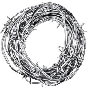 Taiyin 4 Pcs 32.8 Foot Fake Barbed Wire Rusted Western Props Decor Plastic Faux Wire Wreath Ornaments for Cowboy Cowgirl Party (Silver)