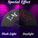 2 x Vercraft 13'' Large Folding Fans for Line Dancing Glitter Large Rave Hand Fan Clack Rave Fan for Women for EDM Music Party Decor(Black,I'm Hot)