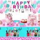 Makeup Spa Birthday Party Supplies For Girls, Spa Day Makeup Party Decorations, Paper Plate, Cup, Napkin, Disposable Cutlery, Garland Banner, Tablecloth, Balloon, Serves 24