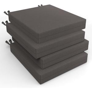 Bafode Patio Chair Cushions Set of 4, 19" x 19" x 3" Waterproof Outdoor Chair Cushions for Furniture, Seat Cushion with Ties, for Patio, Yard, Garden Dining Chair (Dark Grey, 19''*19''*3'')