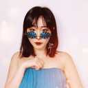 zeroUV Tropical Palm Leaf Shape Cut-Out Rimless Color Tinted Leaves Sunglasses (Gold / Red)