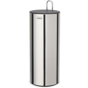 Joseph Joseph EasyStore Luxe Stainless Steel Concealed Toilet Paper Holder Stand Storage with Lid, Hods up to 3 Rolls