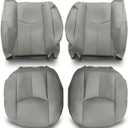 4 Pcs Front Driver Passenger Leather Seat Cover Compatible with Silverado Tahoe Suburban Avalanche Yukon Sierra 2003 2004 2005 2006 2007 Front Left Right Bottom & Top Seat Covers
