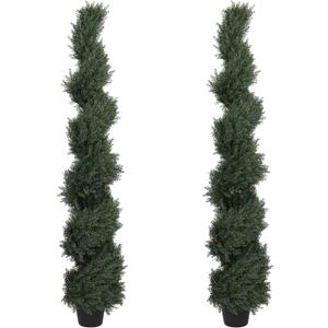 5ft Tall Spiral Topiary Trees Artificial Outdoor Set of 2
