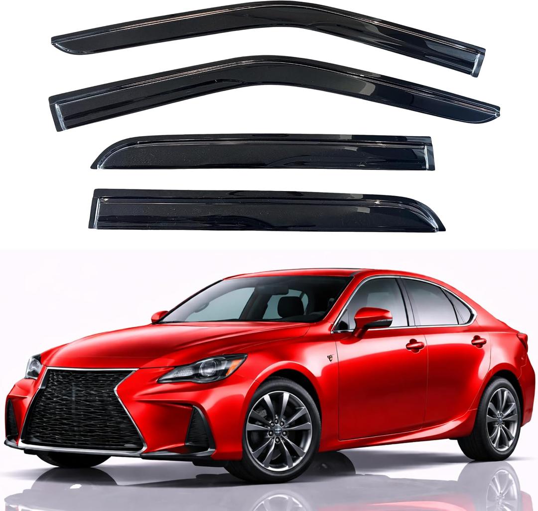 KPY Rain Guards Fit for 2014-2020 Lexus IS200t IS250 IS300 IS300h IS350 IS350F, Out-Channel Window Visors Vent Wind Deflectors 4PC, Car Accessories for 14-20 Lexus is Series