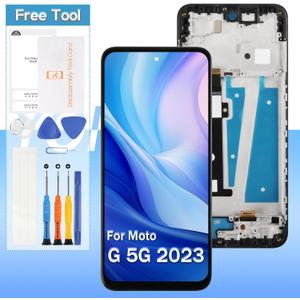 LCD Display for Motorola Moto G 5G 2023 XT2313 XT2313-6 XT2313-3 XT2313-4 6.5" LCD Screen Replacement Touch Digitizer Assembly with Tools (Black with Frame)