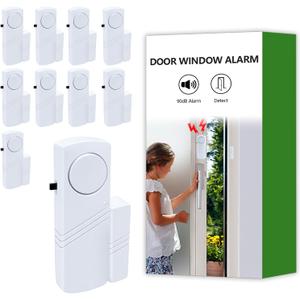 Door Window Alarm, 90dB Door Alarms Sensor for Kids Safety, Home Security, Door Window Burglar Alarm, Window Pool Alarms for Home, Apartments, Offices, Hotel Rooms (10pack)