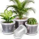 4/6/8/10 Inch Clear Nursery Pots with Drainage and Saucers, 24 Pack Clear Plant Pots, Variety Size Plastic Orchid Flower Pot for Indoor Outdoor