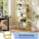 3 Tier 30" Wide Metal Wire Shelf, Stackable & Adjustable Gold Utility Shelves for Pantry, Garage, Closet Storage