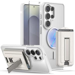 Nvollnoe for Samsung Galaxy S26 Ultra Case with Card Holder[with 1 Pic Fingerprint Unlock Screen Protector] Shockproof with Kickstand Detachable Wallet Magnetic Case for Samsung S26 Ultra(Clear)
