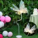 VIHOSE 3.9ft Large LED Butterfly Light with Standing Base 24in White Giant Artificial Gauze Light up Butterfly Decor Mariposas Grandes para Decoracion for Wedding Baby Shower Birthday Party Supplies