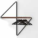 Corner Coat Rack - Metal & Wood Wall Mounted Coat Hanger, Space-Saving 90-Degree Corner Shelf for Entryway, Bedroom, Hallway, Bathroom - Sturdy Floating Clothes Rack (Large size)
