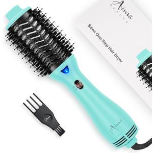Hot Air Brush, Aima Beauty Professional One Step Hair Dryer & Volumizer 4 in 1 Upgrade Anti-Scald Negative Ionic Technology for All Hair Types, Light Green (2.3"/ 60mm Oval Barrel)