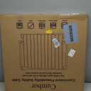 Cumbor 29.243" Baby Gate for Stairs, Wall-Mounted (Drill Required), Expandable No Bottom Bar Dog Gate, Auto Close Extra Wide Walk Thru, Pet & Toddler Proof Gate, Top & Bottom of Stairways (Brown)