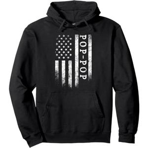 PopPop American Flag PopPop Gifts Patriotic Father's Day Pullover Hoodie, S