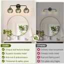 MOKATNG Bathroom Light Fixtures, 3-Light Green Vanity Lights with Unique Leaf Texture Glass Shade, Modern Matte Black and Gold Bathroom Wall Lamp for Mirror Hallway Cabinet Living Room