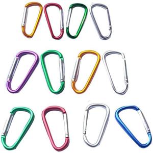 12Pcs Aluminum Carabiner D Ring, 1.8/2.2/2.4 Inch Lightweight D Shape Keychain Clip,Multipurpose D-Ring Carabiner Buckles (3 Sizes, 4 Pieces Each, Randomly Mixed with 4 Colors).
