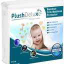 PlushDeluxe Crib Mattress Protector, 28”x49”, 100% Waterproof, Noiseless, Ultra Soft Viscose Made from Bamboo with Quilted Terry Cotton Top, White Fitted Sheet Style Toddler Crib Cover