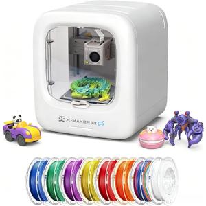AOSEED AI 3D Printer for Kids, Fast 400mm/s, 8000+ Models, Enclosed Safe | One-Click WiFi App Control, Leveling-Free 3D Printer, 8 PLA Filaments, STEM Toy Gift for Home & School, X-MAKER JOY AI+