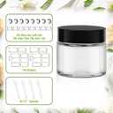 2 oz Clear Glass Jars with Lids 24Pack, Small Jars with Inner Liners for Sample, Powder, Cream, Lotion and Ointments with Stickers & Spatulas Included