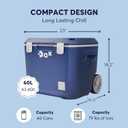 DA Ultra-Light 60 QT Hard Cooler with Wheels and Telescopic Handle, 30% Lighter Than Rotomolded Coolers, Keeps Cold Up to 5 Days, Ice Chest for Camping, Tailgating, Beach