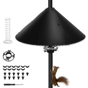 Yummy Sam 19 inch Squirrel Baffle for Bird Feeder Pole Outside, Black Plastic Squirrel Proof Bird House Guard with Spring and Spiked Edge for Shepherd Hook and Outdoor Pole Mount Stoppers