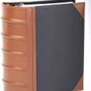 Executive Binder, English Leather 2 Tone with Stitching and Ribbed Spine, Heavy Duty 3 D-Ring, Black (3" inch, 1PK)