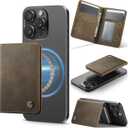 Defencase for Magsafe Wallet Magnetic Card Holder RFID Blocking, PU Leather Minimalist Phone Wallet Compatible with MagSafe Phones and Cases for iPhone 16/15/ 14/13/ 12/ Pro/Max/Plus, Retro Brown
