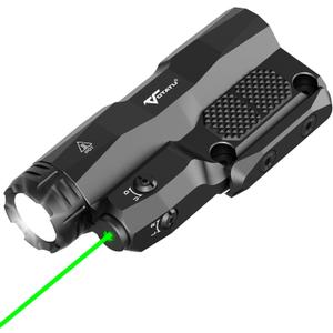 VOTATU M6L-G Picatinny/Mlok Flashlight Laser Combo Built-in Touch Pad Switch, Max 2400 Lumens LED Light and Green Laser with Tactical Strobe Mode, USB Magnetic Rechargeable (Black)