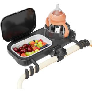 Universal Stroller Snack Tray, Compatible with Nuna Uppababy Mockingbird, Stroller Snack Tray Attachment with Cup Holder, Detachable Silicone Tray for Easy Clean, Toddler Snacking On The Go