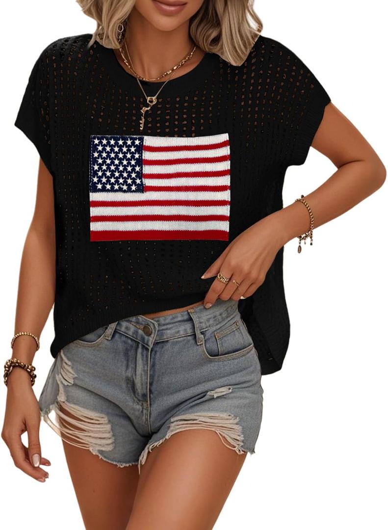 Womens Summer Crochet Tops Hollow Out Cap Sleeve Cover Up Tank Top Pullover Sweater Vest Beach Vacation Clothes XL