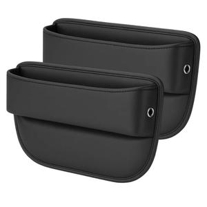 AC4®️ 2 Packs Universal Car Seat Gap Filler Organizer | Premium PU Leather Storage for Car, SUV & Trucks | Car Pocket Organizer for front seat, Cable Slots, Wallet, Sunglasses & Essentials