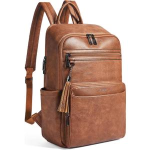 Laptop Backpack for Women 15.6 inch Laptop Leather Backpack Fashion Travel Backpacks for Work College Brown