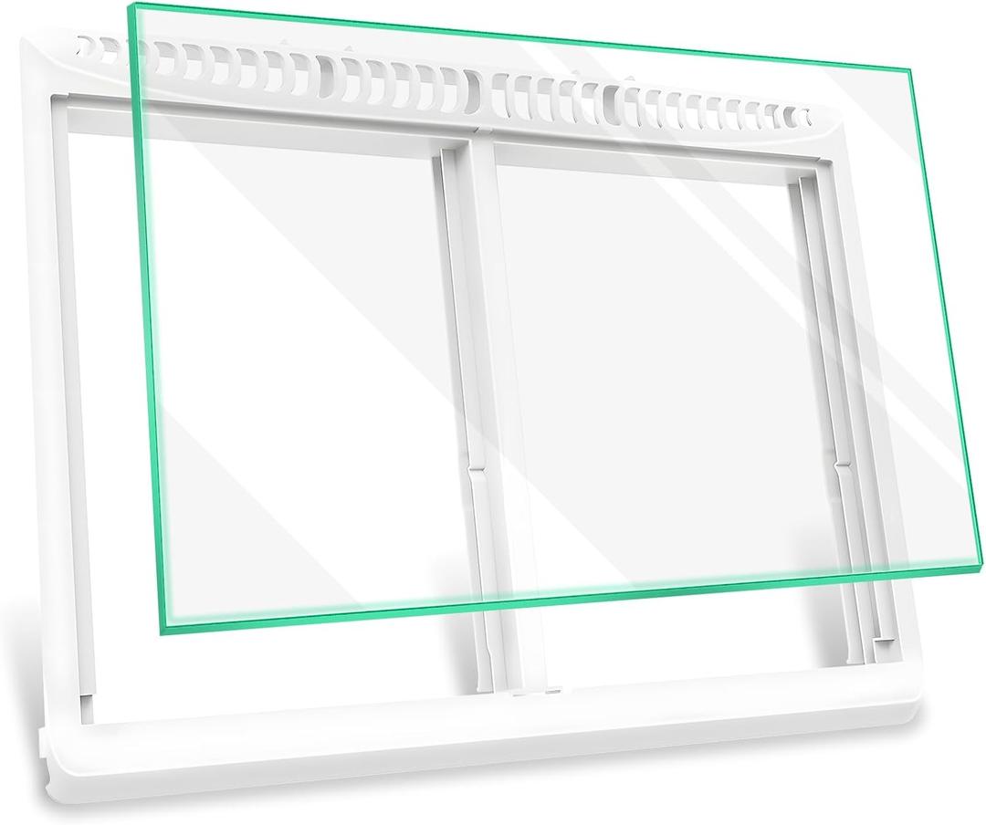 UPGRADED 240364701 Refrigerator Crisper Drawer Cover Frame with 240350608 Crisper Glass Replacement Compatible with Frigidaire Refrigerator Crisper Drawer Replacement, Fridge Crisper Pan Drawer Cover